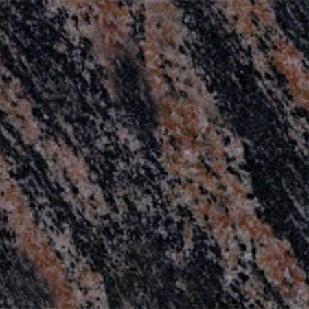 Aurora granite headstone with warm blush and amber swirls