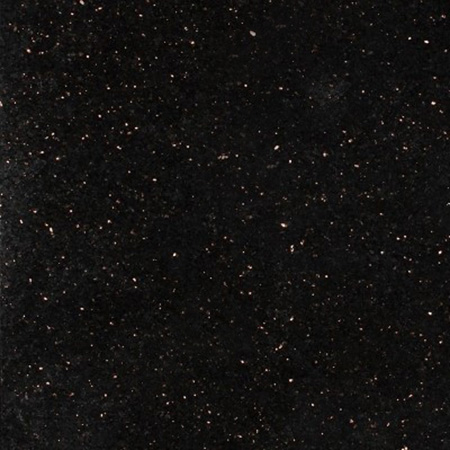 Black Galaxy granite sample with black base and golden speckles