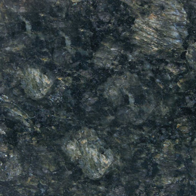 Butterfly Green granite sample with deep green tones and black flecks