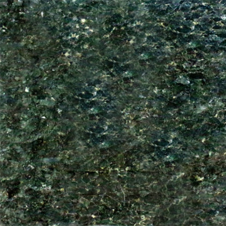 Emerald Pearl granite headstone with dark green tones and shimmering flecks