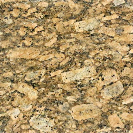Giallo Fiorito granite sample with golden tones and black veining
