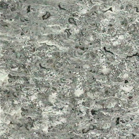 Wave granite sample with flowing silver and black veining